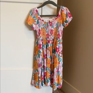 Little Sleepies Vibrant Floral Dress - Orange and Pink